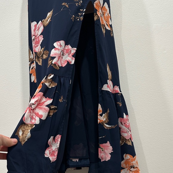 Lulu's Navy and Pink Floral Maxi Dress - Picture 4 of 14